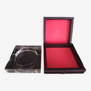 Art Deco crystal ashtray, in its presentation box, new condition