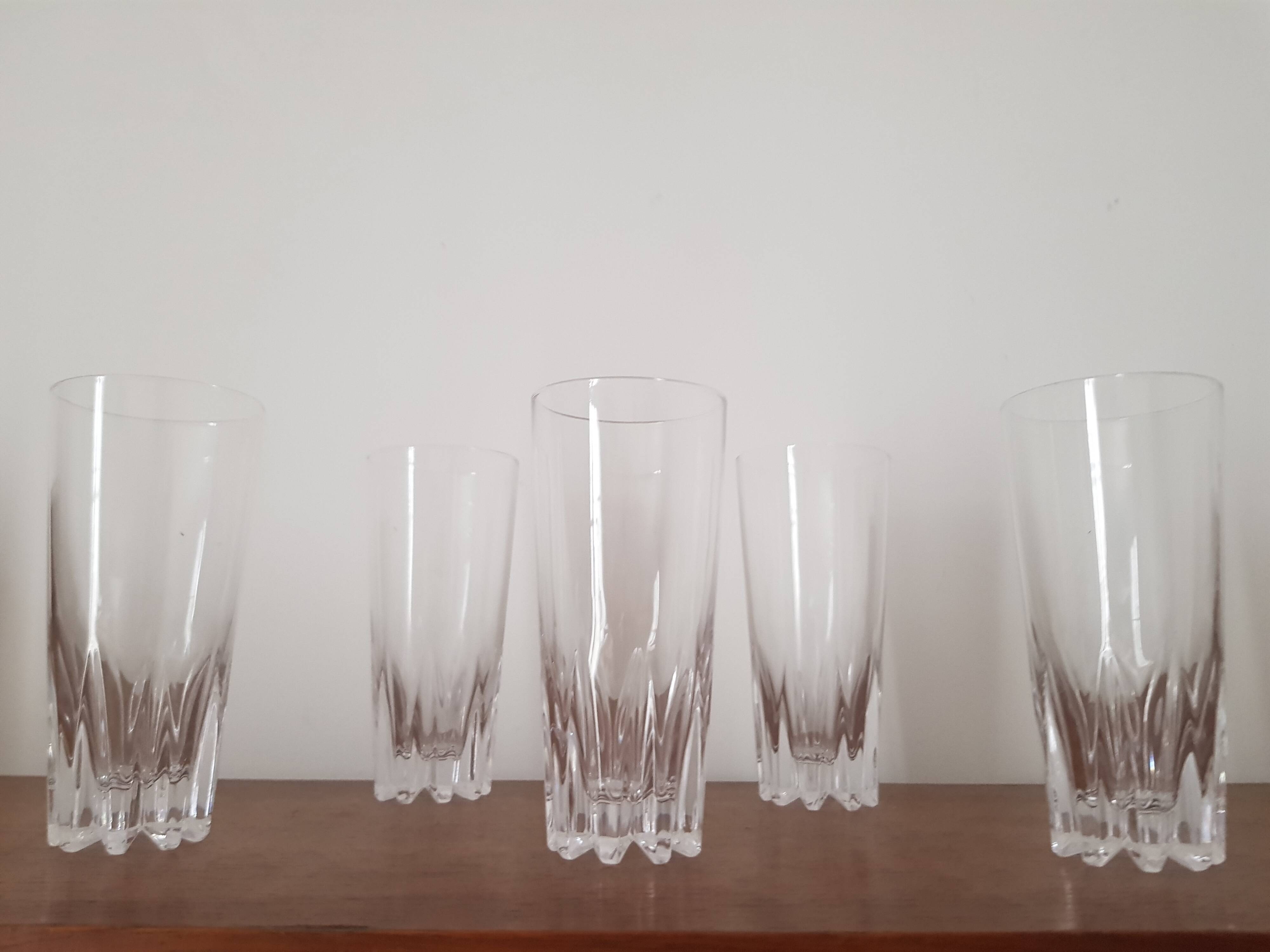 Set of 5 crystal orangeade glasses