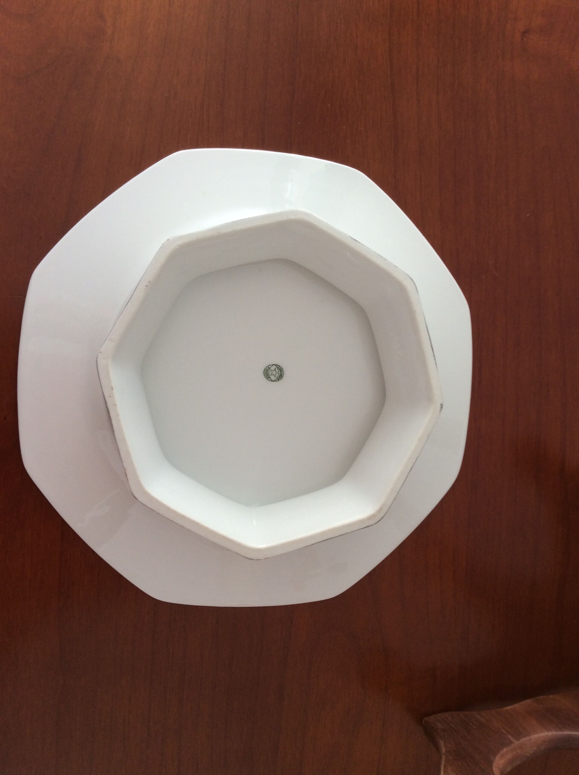 Servant dish on pedestal, octagonal, Limoges porcelain - vintage