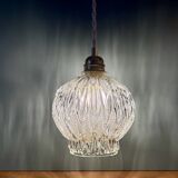 Vintage globe pendant light in molded glass