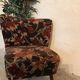 Vintage cocktail armchair 1960 feet compass and fabric flowers