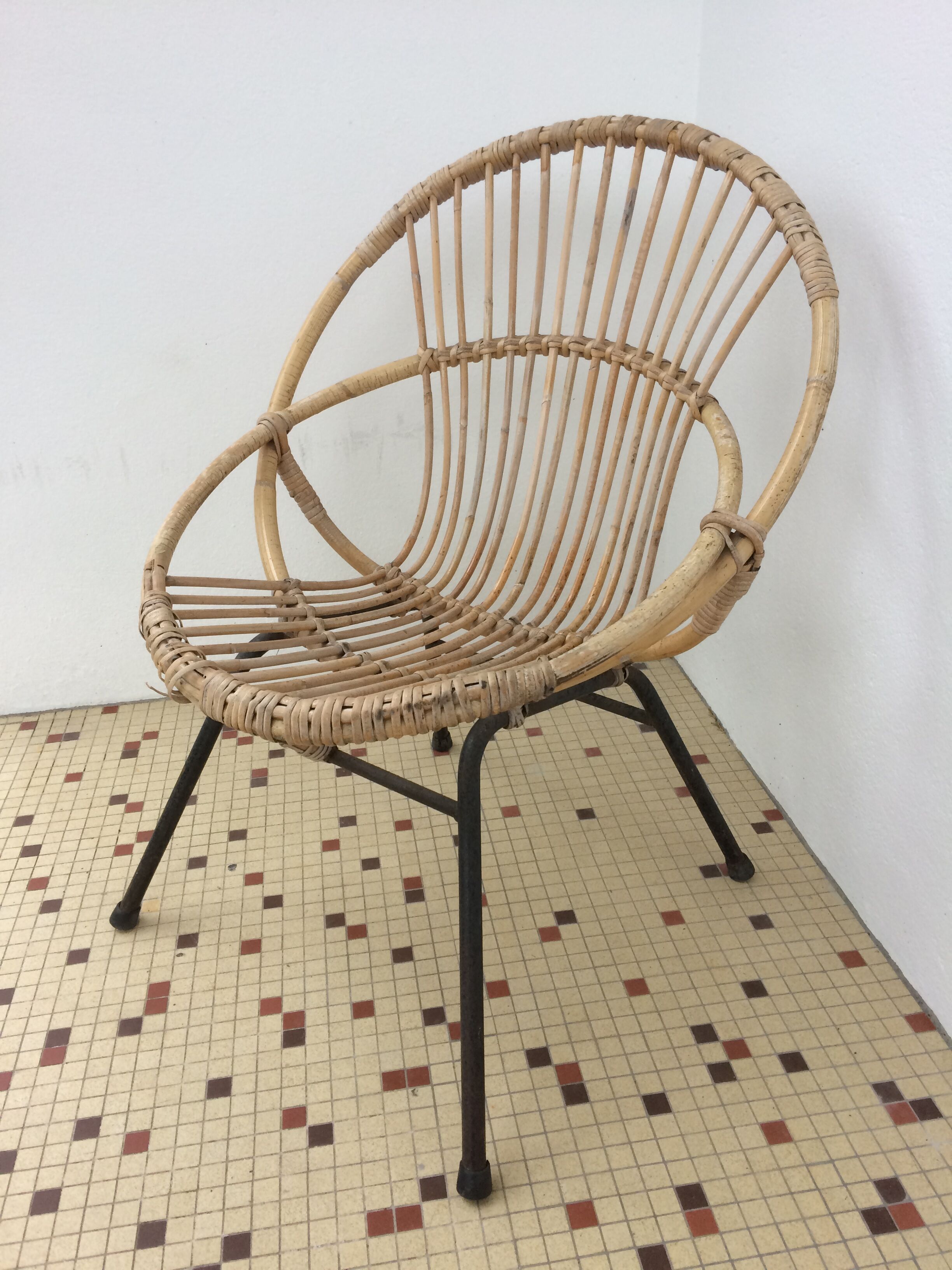 Set of 4 Rattan armchairs