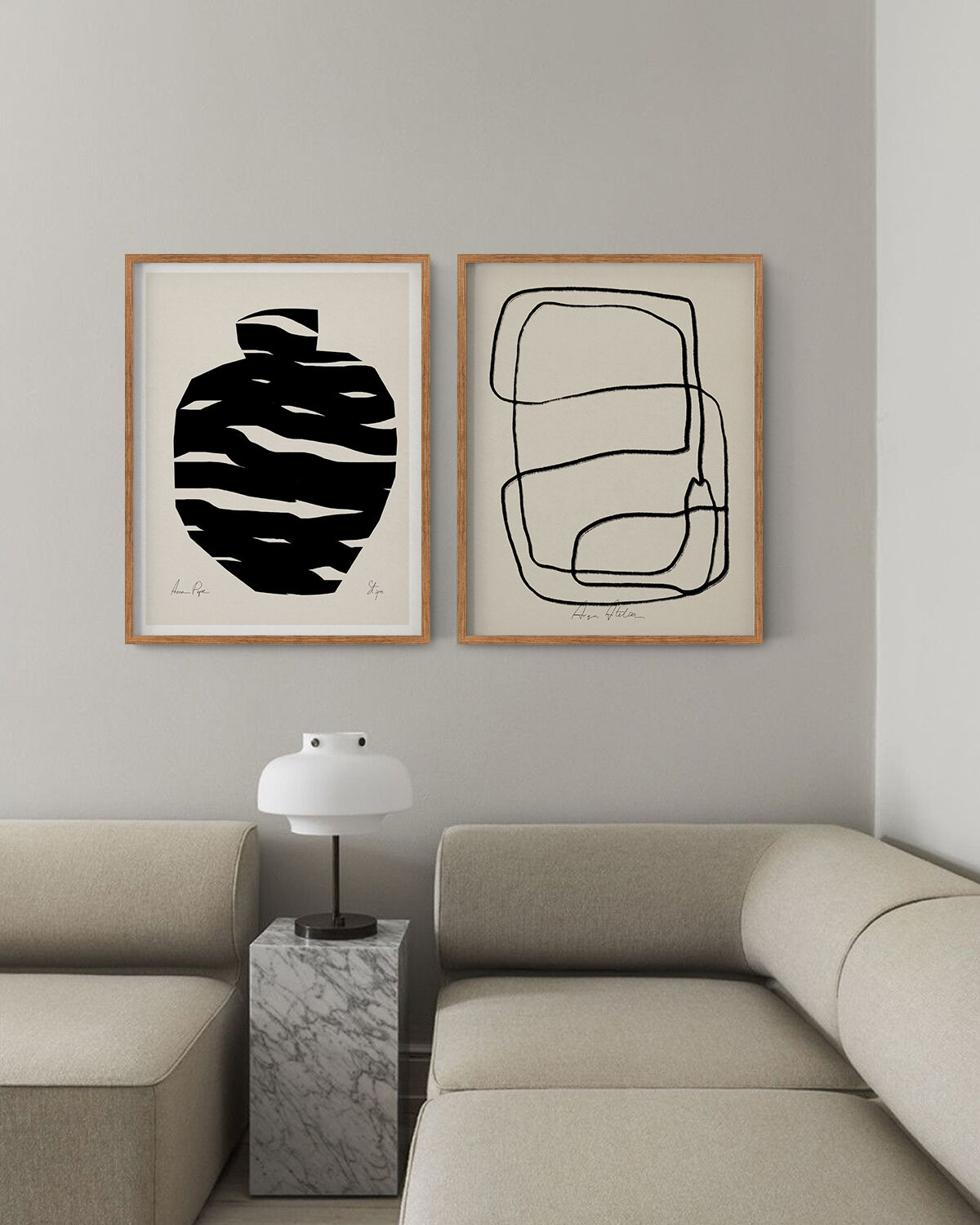Pair of giclee prints. Abstract wall art set of two, 50x70
