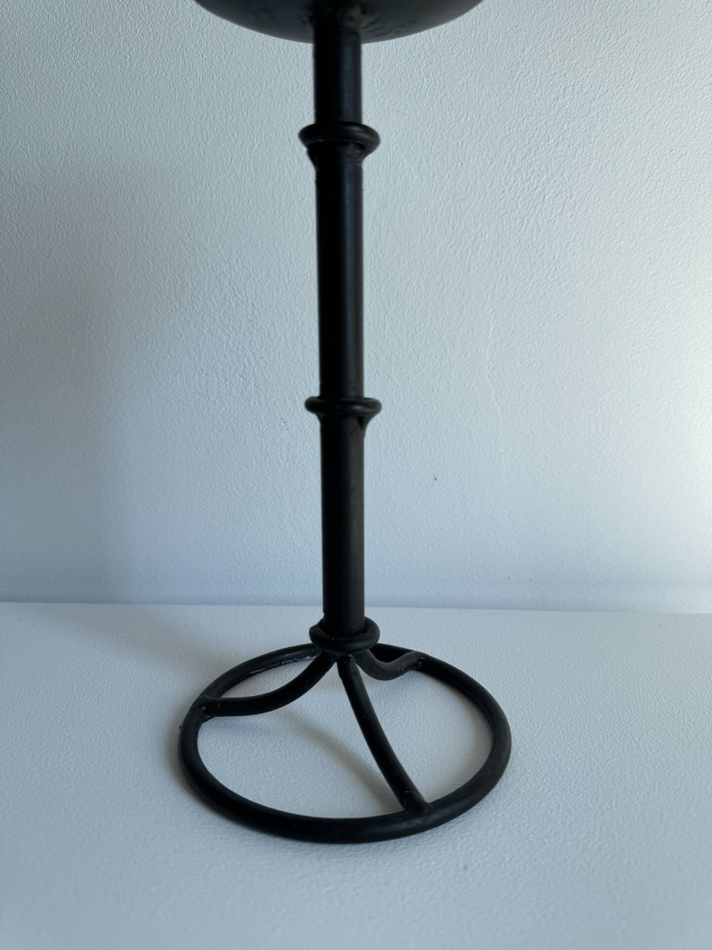 Vintage Brutalist Candle Holder In Black Metal
