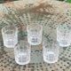 5 whisky glasses, Cristal Bayel stamps, transparent crystal with patterns