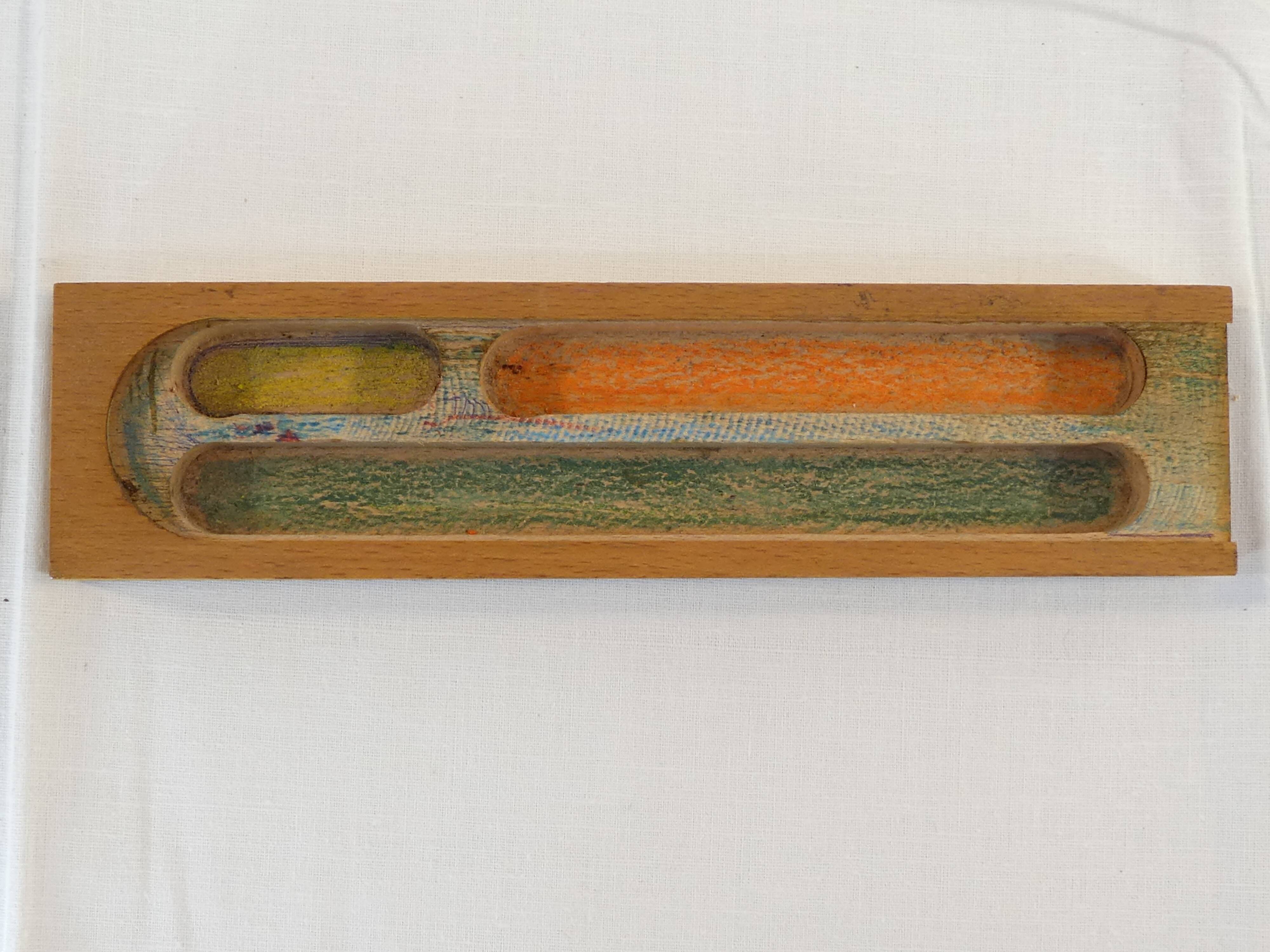 Old wooden pen tray