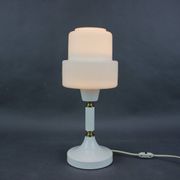 Lampe de Table en Verre Opalin et Laiton Drukov Brno, Tchécoslovaquie, 1970s
