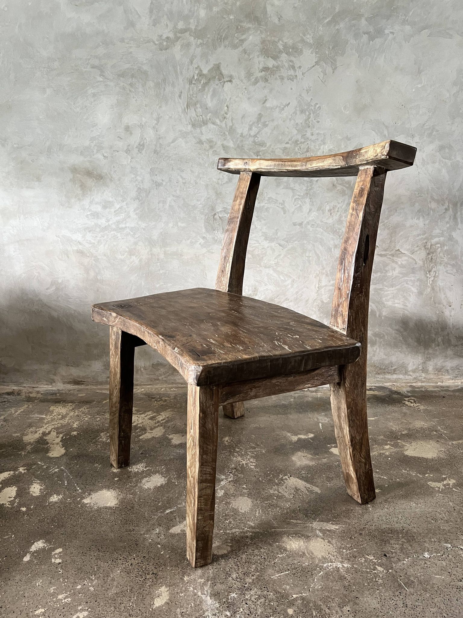 Large old teak chair or armchair H84 L60