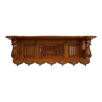 20th century Belgian Oak Coatrack in Baroque Bruegel Style