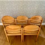 Set of 5 MMO chairs in thermoformed wood - circa 1980.
