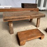 Mini Asian teak side stool blonde