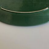 XXXL oval earthenware centerpiece dish with pearl decor, green covered, 1960s