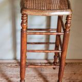 Tabouret ancien cannage et bois tourné