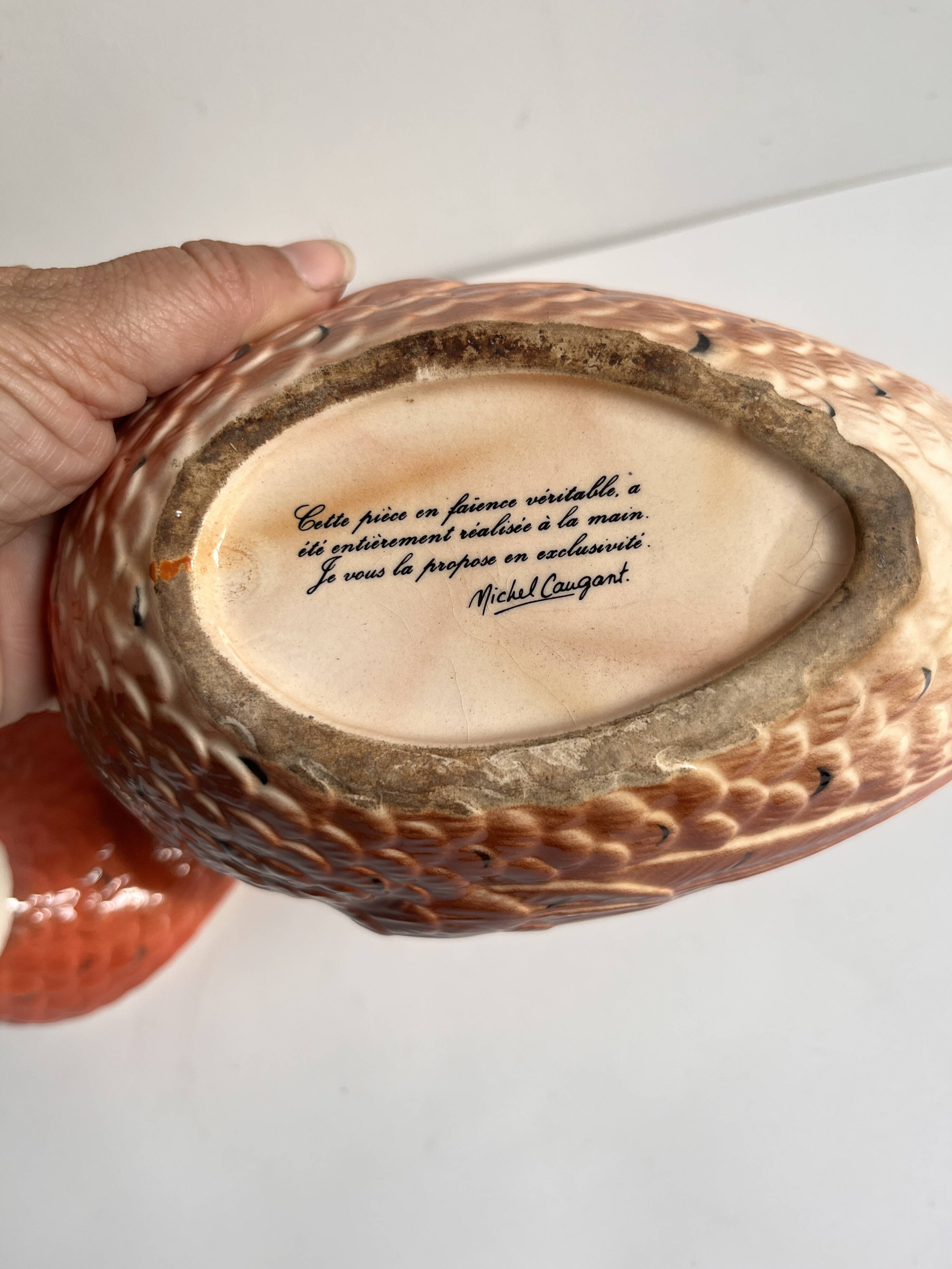 Pheasant ceramic box by Michel Caugant