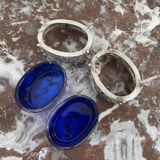 Antique, pair of salerons, silver plated, goldsmith hallmark, putti decoration, grape