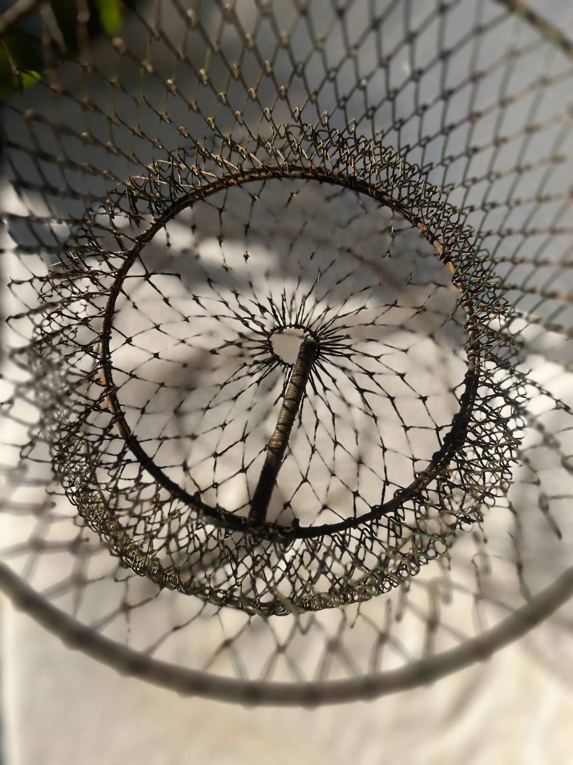 Antique French wire fishing basket