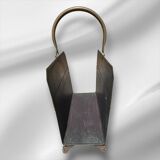 Vintage French fireplace basket for wood