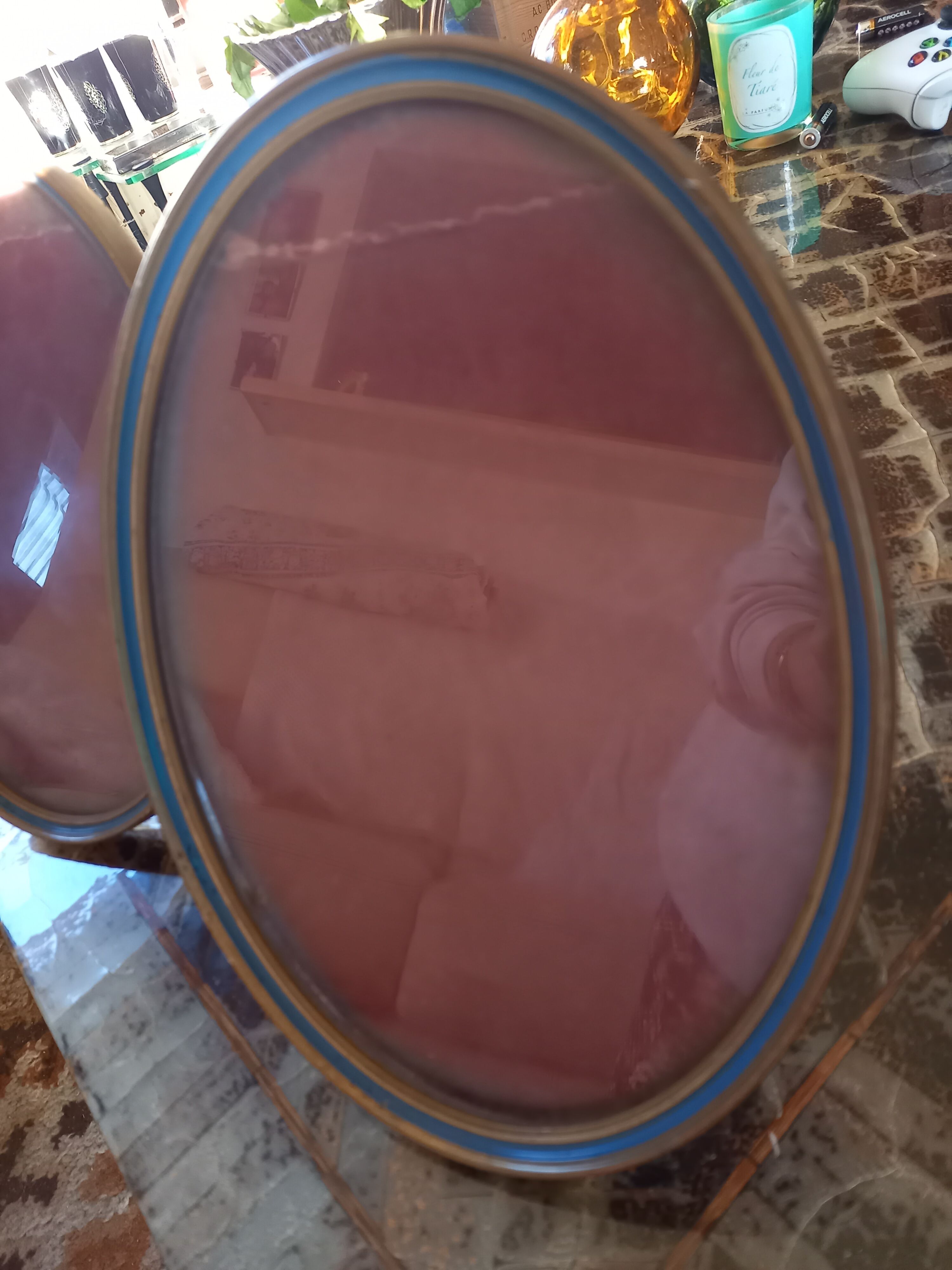 Lot 2 oval frames style art deco vintage