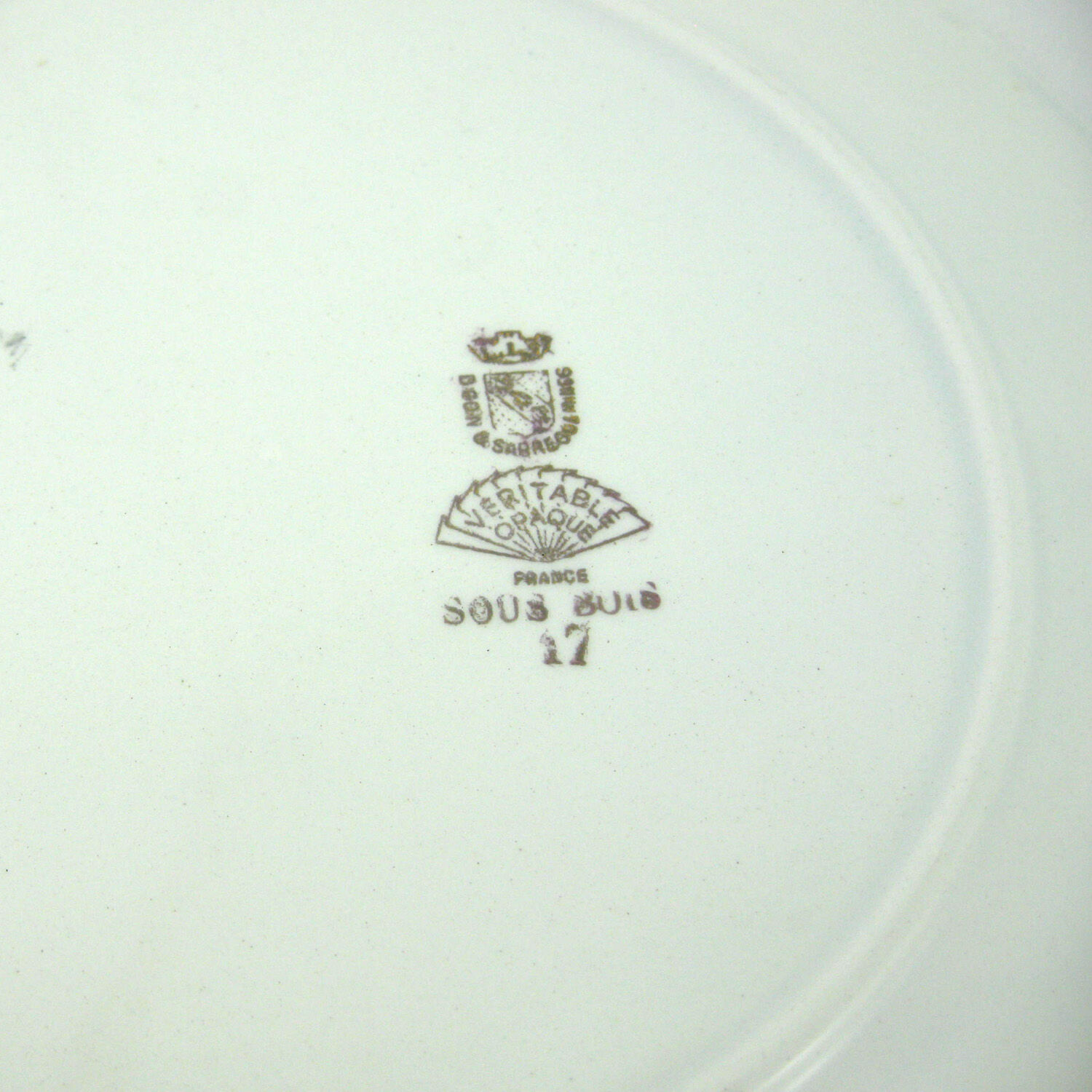 6 flat porcelain plates - foliage decoration Sous-Bois - Digoin & Sarreguemines France