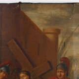 Peinture religieuse de la Passion du Christ à l'huile sur toile, Belgique vers 1900