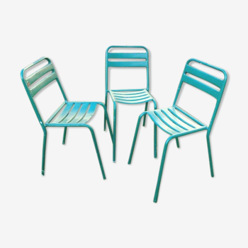 3 chaises métal bistrot