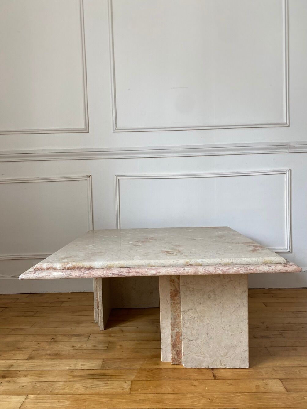 Square coffee table in vintage marble