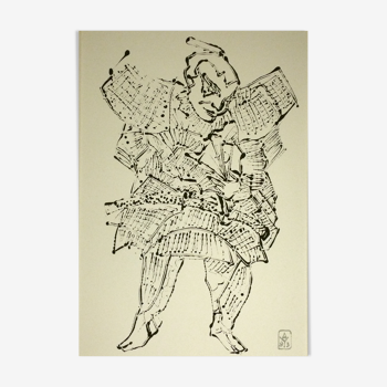 Alain le yaouanc (né en 1940), sans titre, 1993. dessin monotype à la gouache noire.