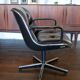 Leather armchair black by Charles Pollock for Knoll International
