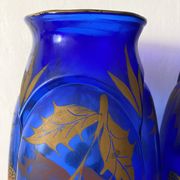 Paire de vases art nouveau  bleu cobalt ,chardons