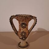 Trophy vase decorated with shells - vintage seaside crafts