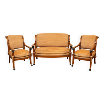 Canapé et fauteuils de conversation néoclassiques de Maison Rémy Paris, France, 1986, set de 3