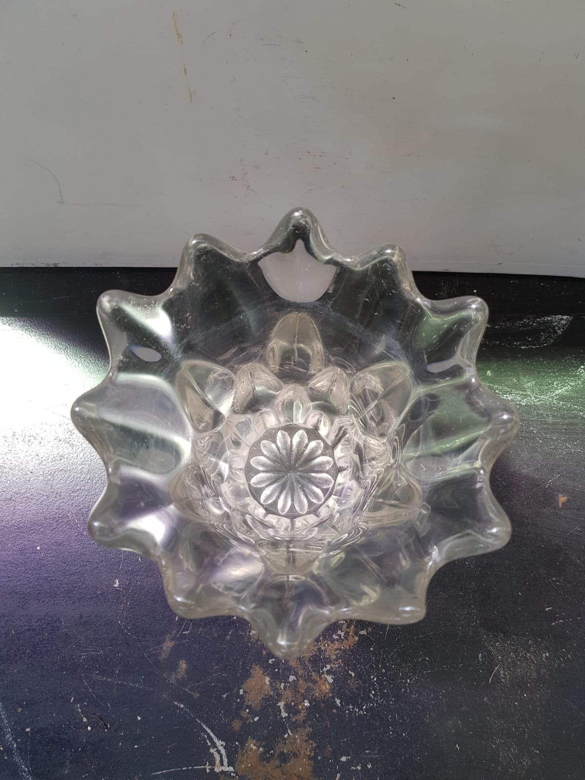 Old transparent molded glass vase bubble shape vintage decoration