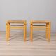 Pair of vintage 70s stools in wood and rope design hibiscus