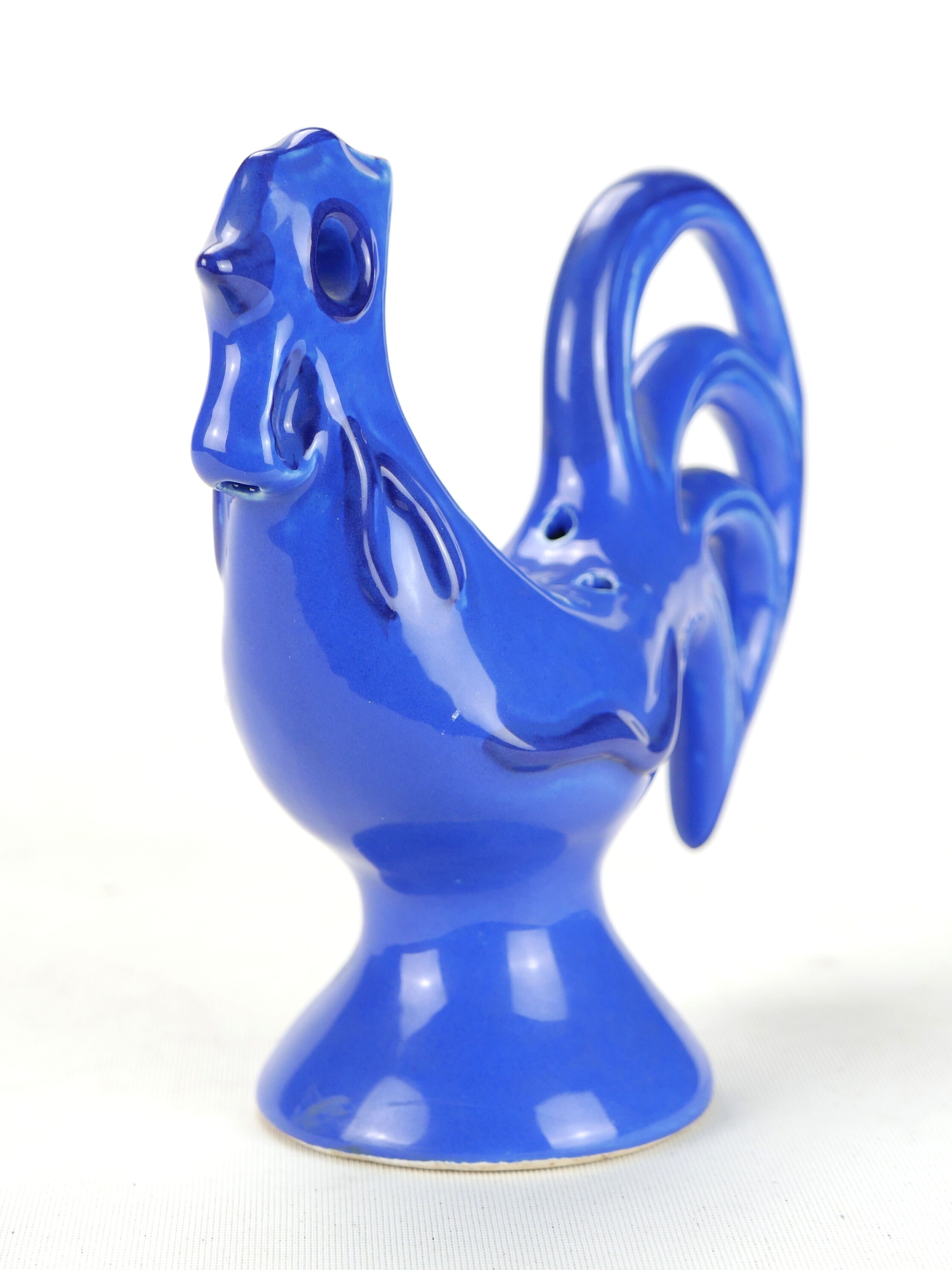 Vintage blue ceramic rooster edited by The Caves of Dieulefit