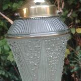 Art Deco style glass and brass pendant from the 20s/30s in water green color