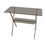 Table/service chrome steel and smoked glass from the 70s