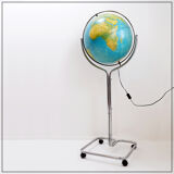 Illuminated geoscope globe on a chrome stand, Italy circa 1980