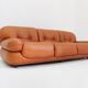 Vintage Italian cognac leather sofa Sapporo Mobil Girgi 1970s
