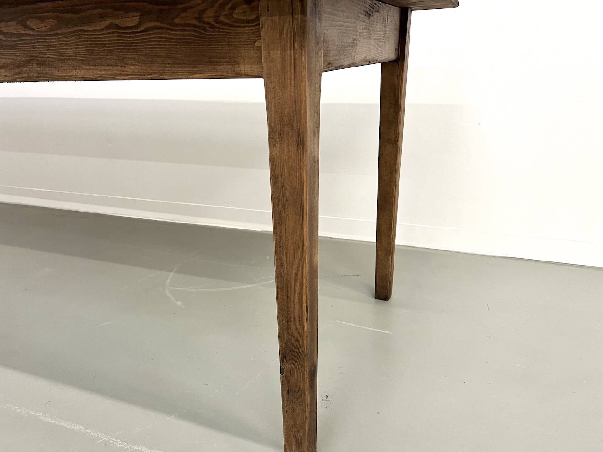 Large solid pine farmhouse table with spindle legs