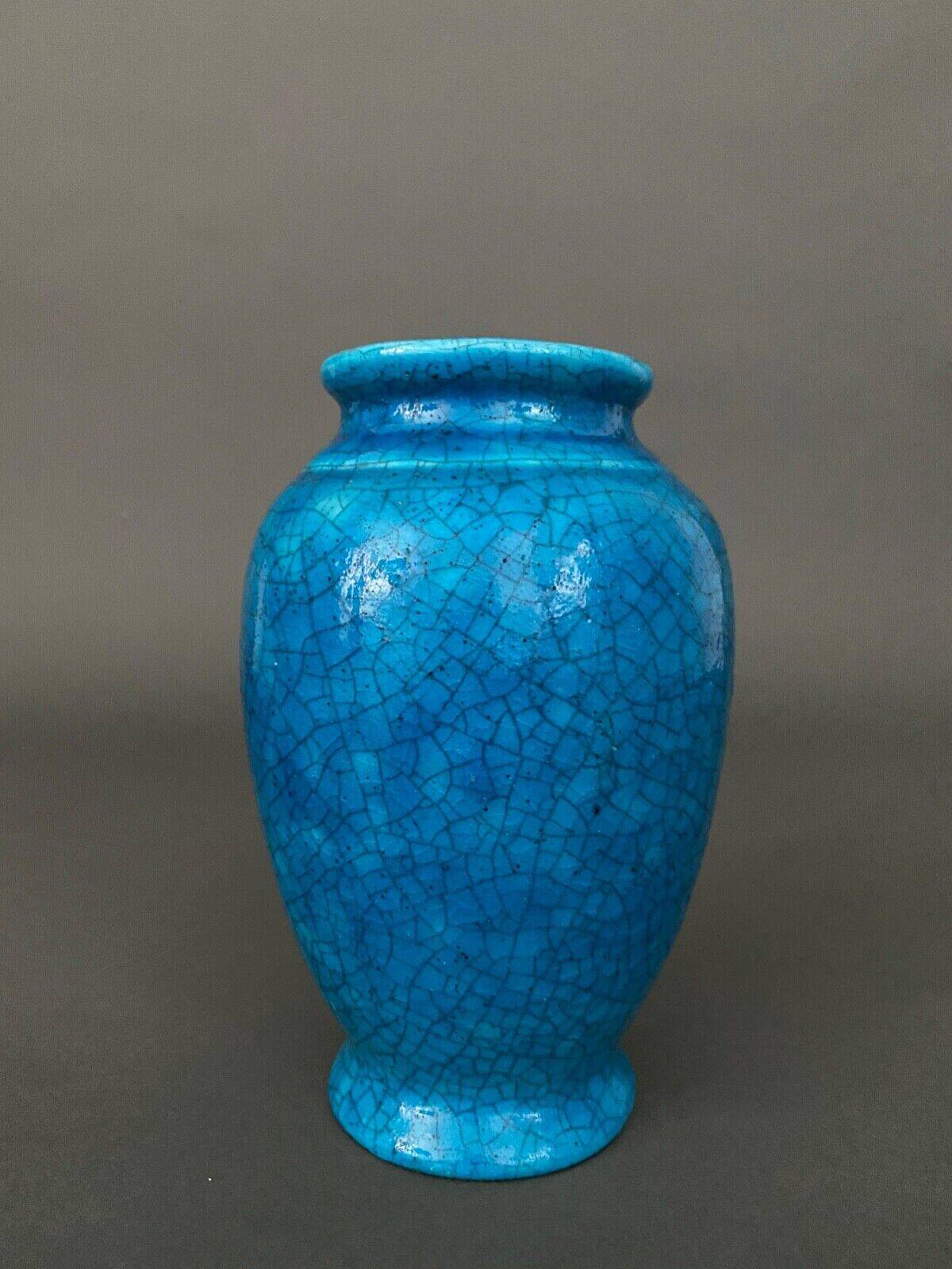 Cracked ceramic vase by Lachenal 1930 ovoid shape