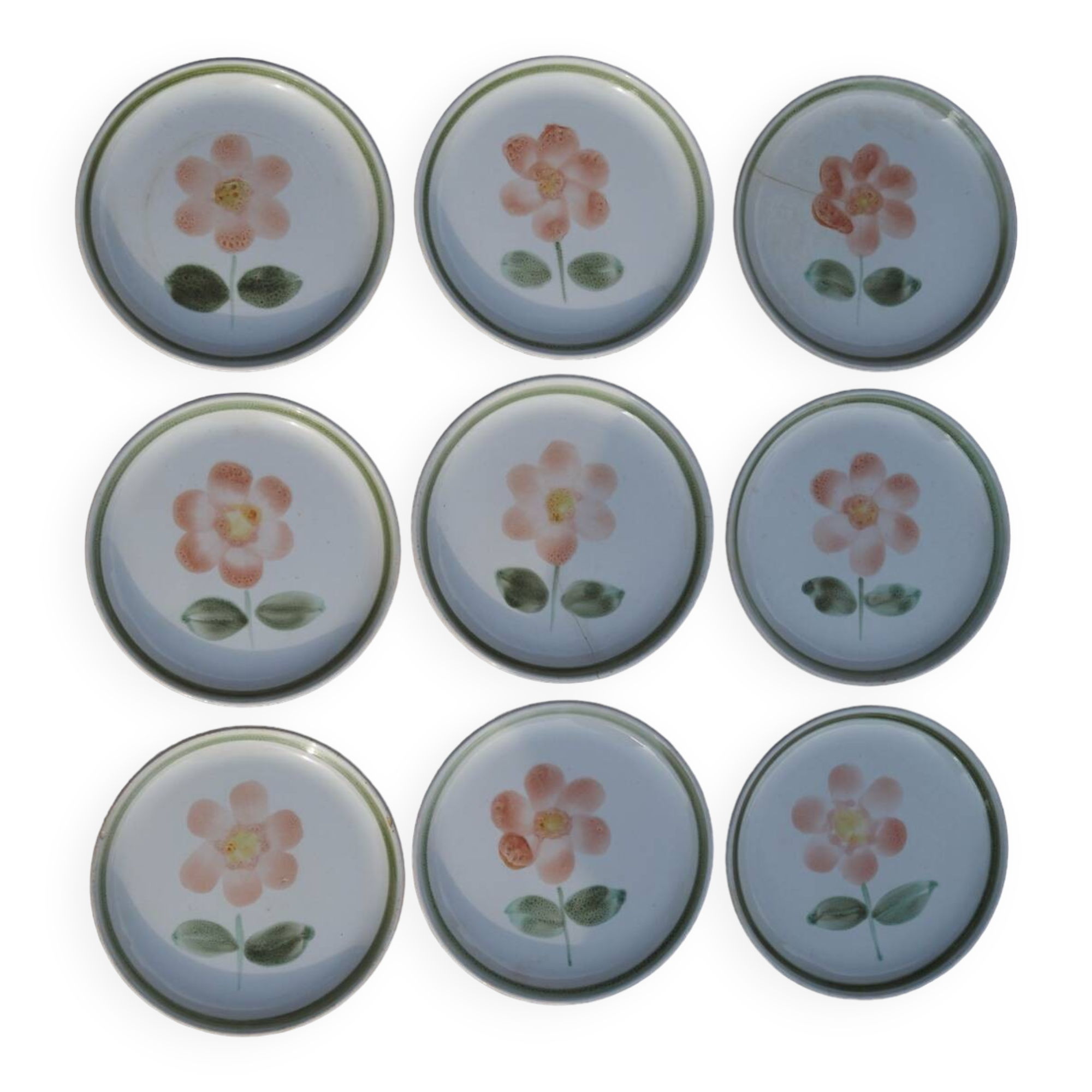 9 Sarreguemines plates, Régine model (Rare)