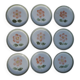 9 Sarreguemines plates, Régine model (Rare)