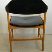 Fauteuil danois en chêne et cuir noir