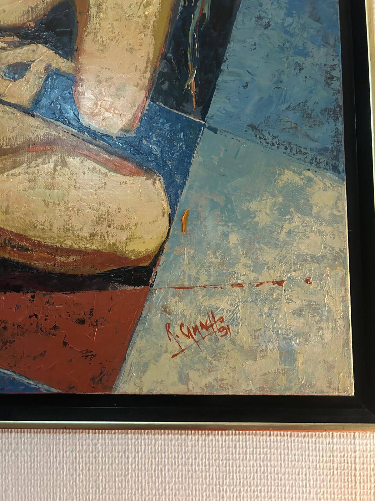 Modern painting by R. Smyth (1991) – Geometric nude