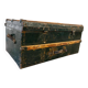 XL vintage green metal industrial trunk / travel trunk
