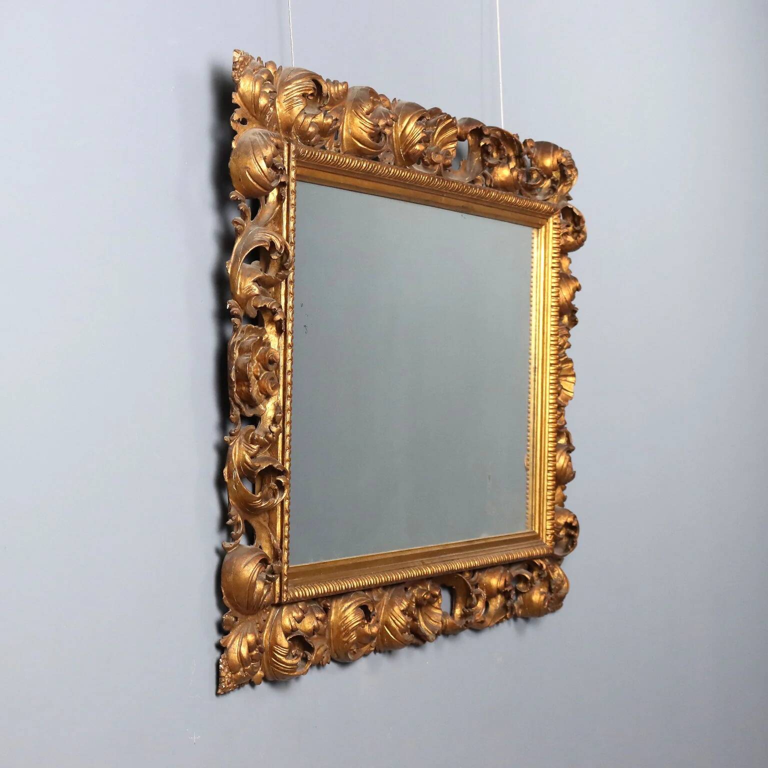 Ancient baroque frame in carved wood, Italy, 20th century