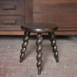 Vintage stool, wooden stool, tripod stool with turned legs, plant stand