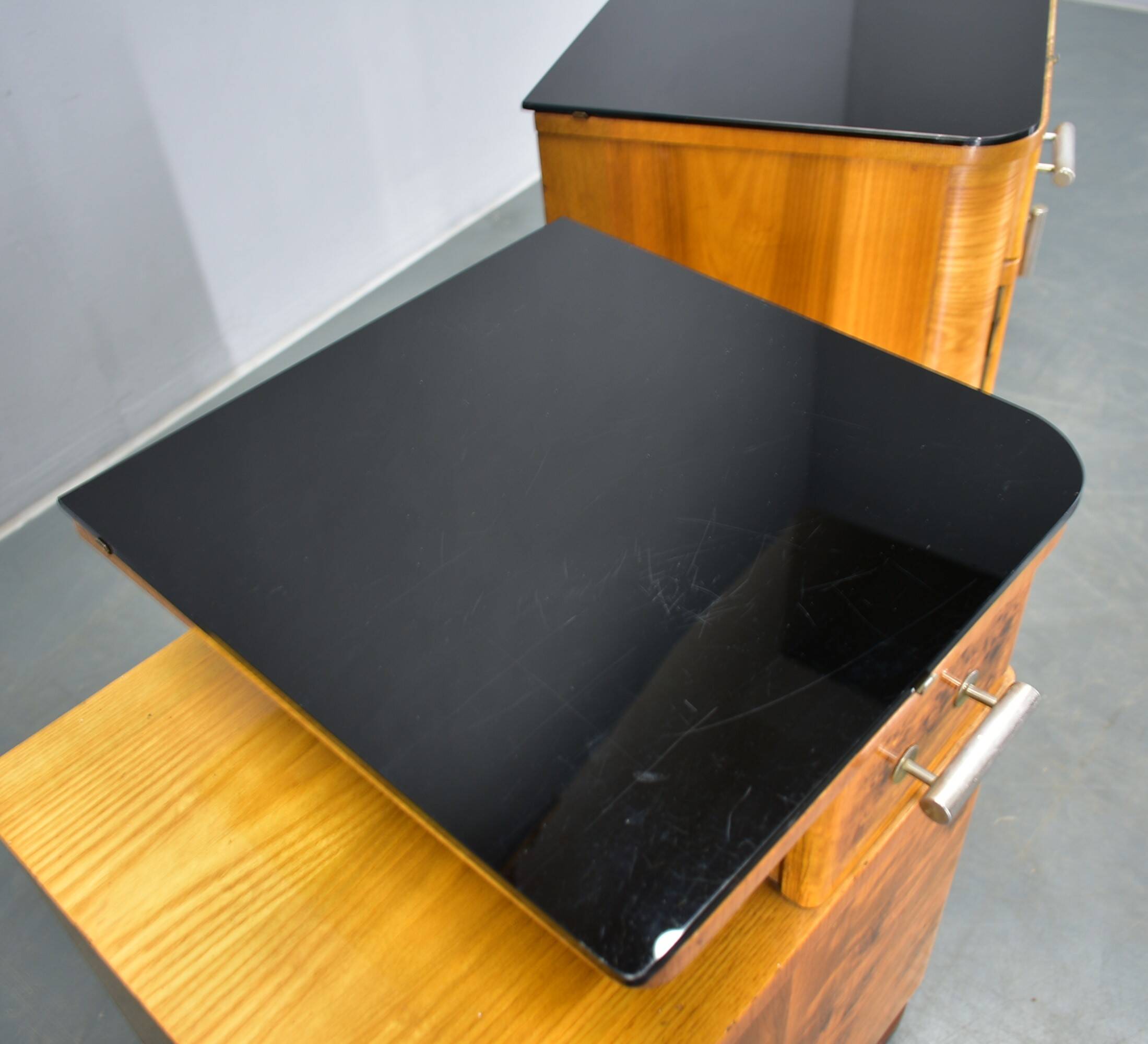 1942s set of bedside tables by Jindrich Halabala, Czechoslovakia