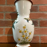East German GDR Vase from 1960s with Hand-Painted Flowers, Steingutfabrik Dresden, Villeroy & Boch