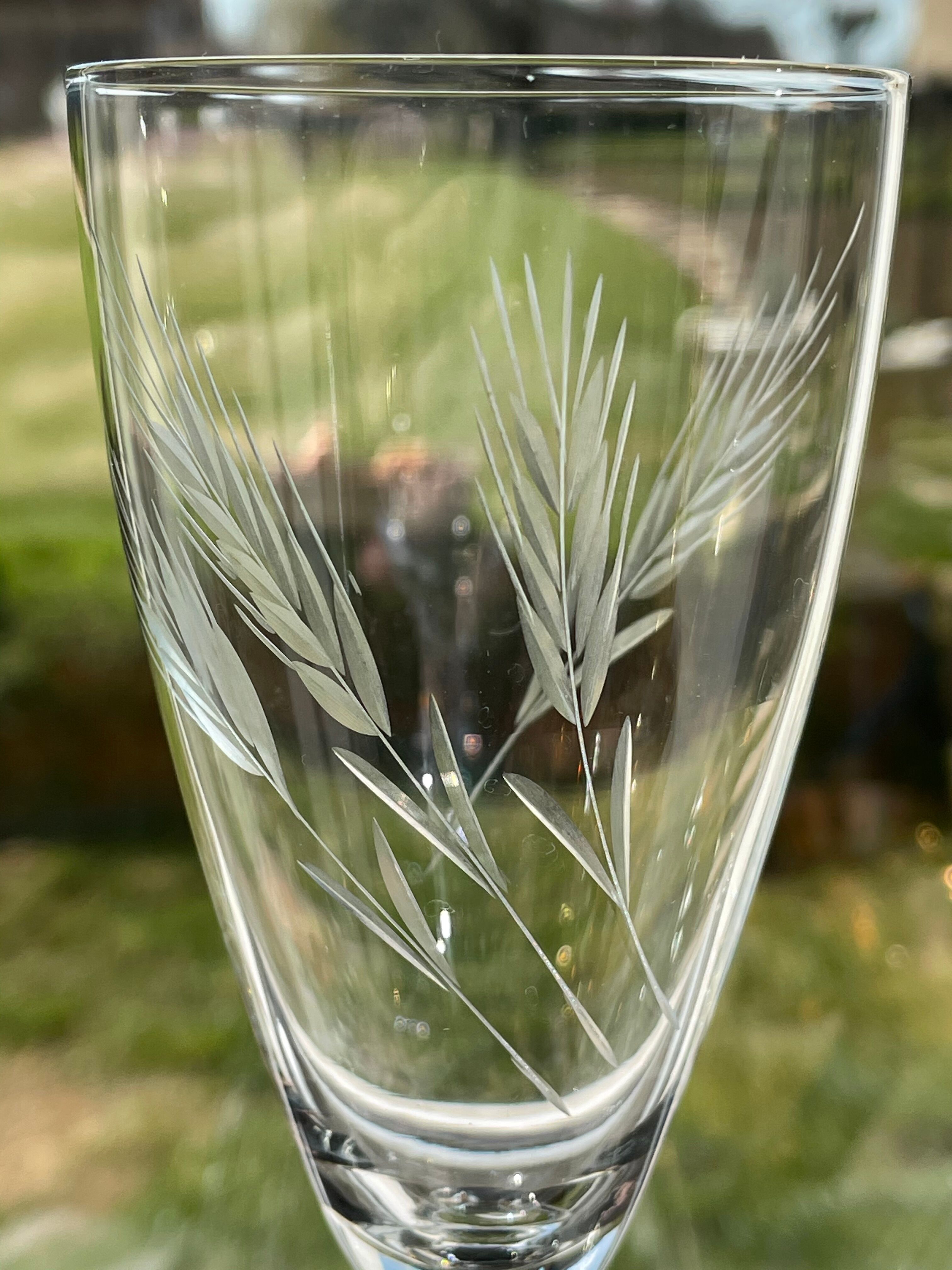 Champagne flutes in cut crystal